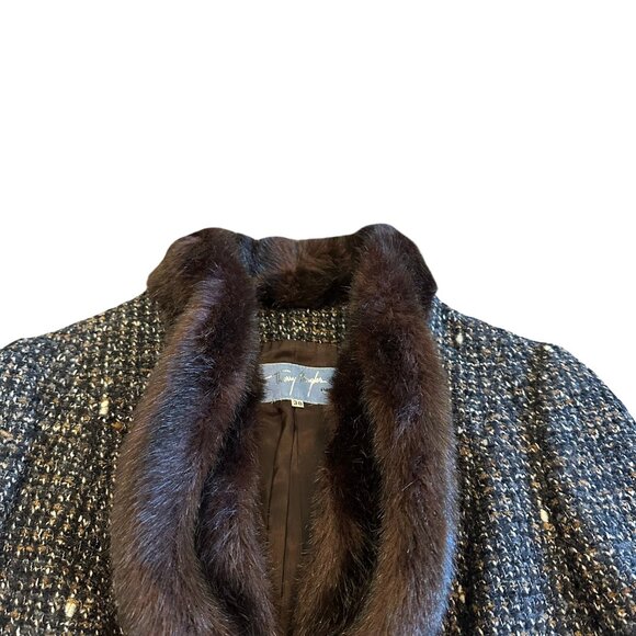 Thierry Mugler Rare FW 1998 Two Piece Suit Blazer Skirt Archival Fur Trim Sz 38 - Picture 5 of 15